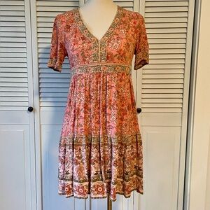 Knox Rose Pink and Cream Floral Midi Dress